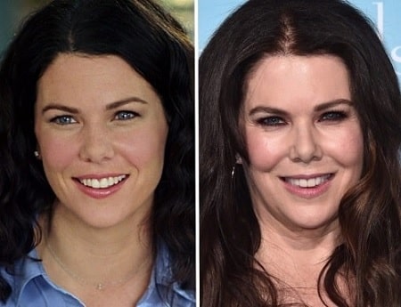 A picture of Lauren Graham before (left) and after (right).